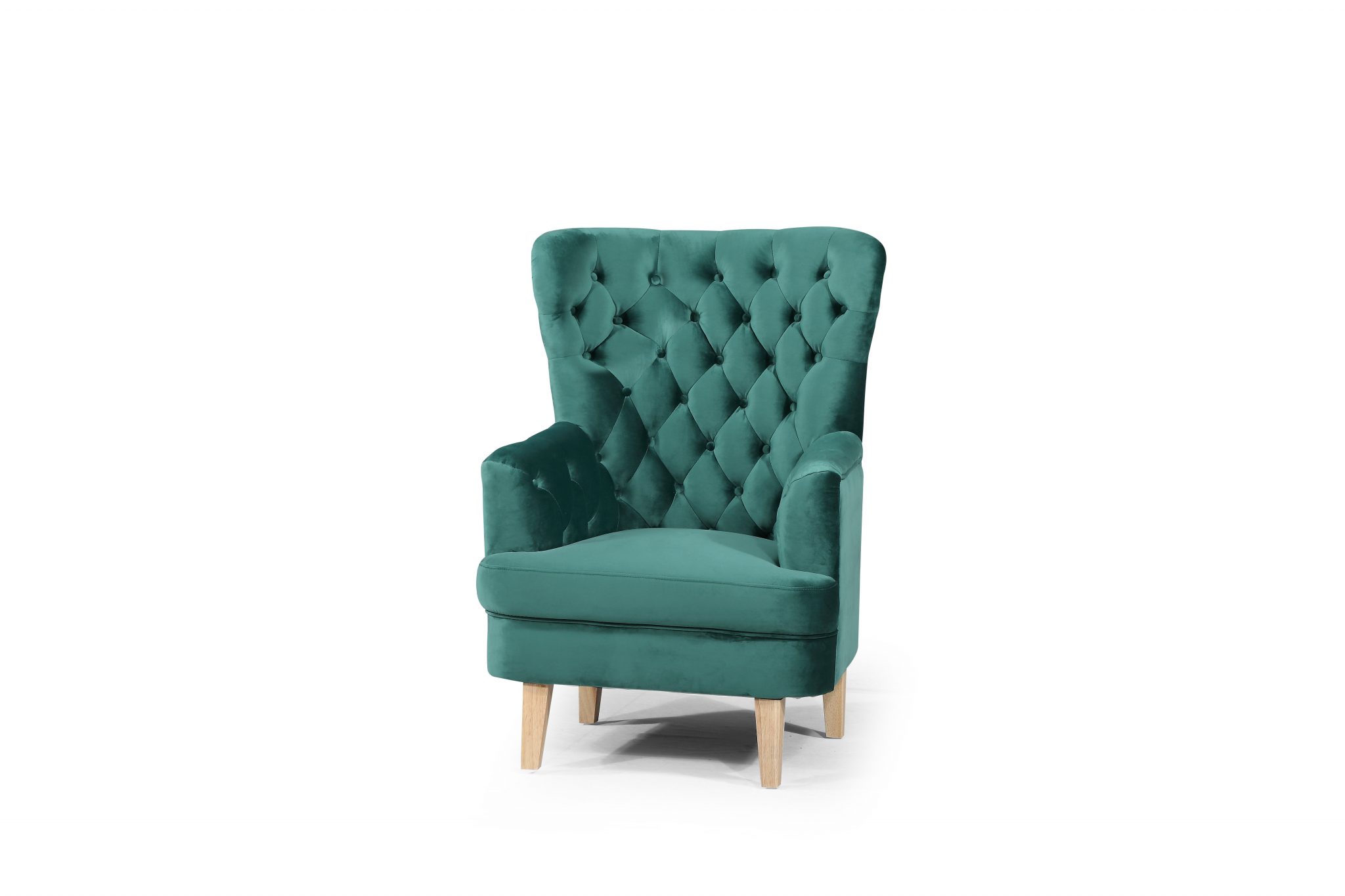 high back green velvet chair